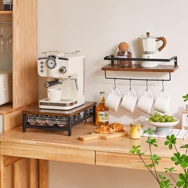 IBUYKE Coffee Pod Drawer Holder,40 Capsule Pods,Compatible for Nespresso Vertuo Pods,Wooden Top and Mesh Shelves,Home Kitchen Counter Coffee Bar Organizer, Rustic Brown,TCJ101H - Image 2