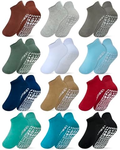 RATIVE Ankle Anti Slip Non Skid Organic Cotton Socks with Grips Grippers for 1 2 Years Old 2T 12 18 Months Toddler Boy Boys Girl Girls (12-24 Months, 12-Pairs/AB-110) - Image 1