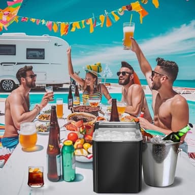 Sweetcrispy Countertop Ice Maker, Portable Ice Machine Self-Cleaning, 9 Cubes in 6 Mins, 26 lbs/24Hrs, 2 Sizes of Bullet Ice for Home Party Office, Black - Image 8