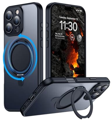Temdan Magnetic for iPhone 16 Pro Max Case,[with 360°Rotatable Invisible Magnetic O-Ring Stand][Military Grade Shockproof][Compatible with MagSafe] Slim Translucent Matte Phone Case 6.9" - Image 1