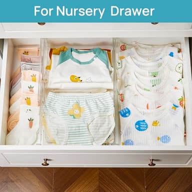 Vtopmart 12 Pack Drawer Dividers for Clothes, 4" High 10.2"-16.6" Adjustable Expandable Dresser Drawer Organizer, Clear Plastic Separators for Dresser, Baby Clothing, Underwear, Cosmetic, Toiletries - Image 5