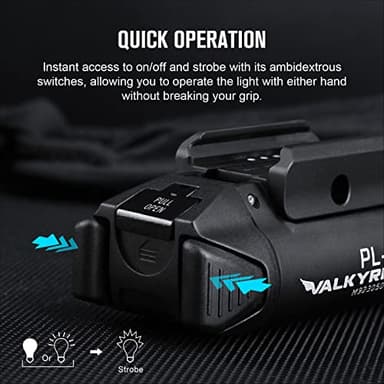 OLIGHT PL-3S Valkyrie 1000 Lumens Compact Weaponlight Rail-Mounted Tactical Light LED with Rail Locating Keys for 1913 Picatinny, GL Style (Black) - Image 7
