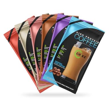 Chike High Protein Iced Coffee Sampler Pack, 20 G Protein, 2 Shots Espresso, 1 G Sugar, Keto Friendly and Gluten Free, 6 Single Serve Packets - Image 1