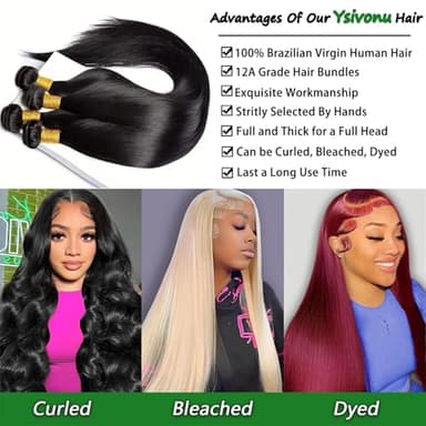 12A Human Hair Bundles 18 20 22 24 Inch 4 Straight Bundles Human Hair 100% Unprocessed Brazilian Remy Virgin Hair Extensions Raw Quick Weave Sew In Glossy Billion Hair Bundles Natural Black - Image 3