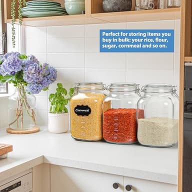 2 Pack 1 Gallon Square Super Wide-Mouth Glass Jars with Airtight Lids - Glass Storage Jars with 2 Measurement Mark - Canning Jars with Large Capacity, Sturdy For Canning, Overnight Oats, 4200 ML - Image 4