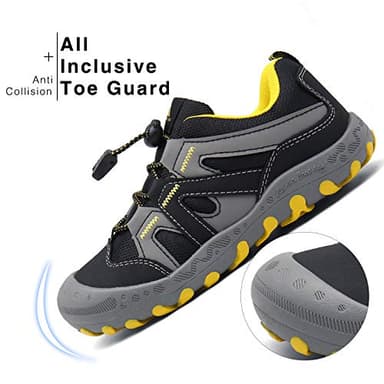 Mishansha Kids Hiking Shoes Girls Boys Toddler Outdoor Sneakers Anti-Collision Trail Running Shoe for Trekking Walking Climbing Black Size 4 Big Kid - Image 4