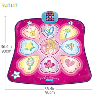 SUNLIN Dance Mixer Rhythm Step Play Mat - Dance Game Toy Pad with LED Lights, Gift for Kids Girls Boys, Adjustable Volume, Built-in Music, 3 Challenge Levels (3-12 Years Old), Pink - Image 5