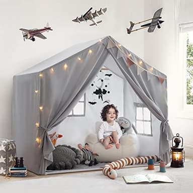 Kids Play Tent with Mat, Razee Large Playhouse Tent Indoor, Play House Kids Tent Castle for Girls Boys, Play Cottage (Grey) - Image 5