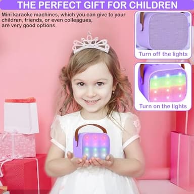 Mini Karaoke Machine for Kids & Adults, Kids Toys for Girls & Boys Gifts, Bluetooth Speaker with 1 Wireless Microphone for Kids Adults Toddler Girls Home Party Birthday Gifts Purple - Image 7