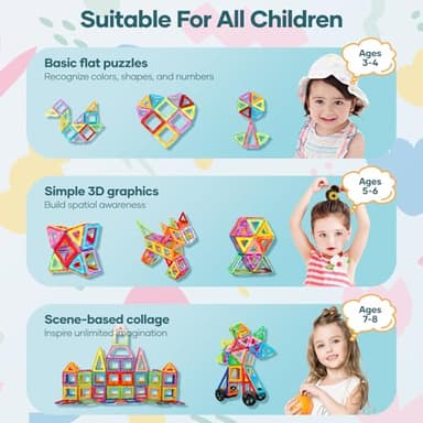 Magnetic Building Blocks, 98PCS Magnet Toys, Kids Magnetic Game, Montessori Toys for Ages 3 4 5 6 7 8 for Boys and Girls, Construction Toy Building Blocks Kit - Image 5