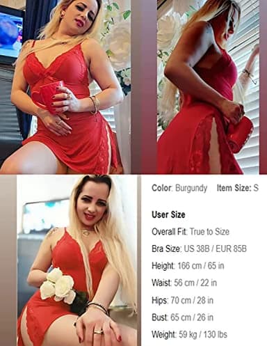 Avidlove Bridal Nightgown Womens Nightie Cami Nightgown Nighty Lingerie for Women M Red - Image 2
