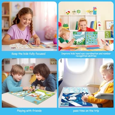 homicozy 3PCS Sticker Paint Books for Kids Ages 4-10,Dinosaur Astronaut Ocean Animals Designs Paint by Stickers,Sticker by Numbers,Party Birthday Gifts for Boys 4-10,Create 30 Pictures at a Time - Image 7