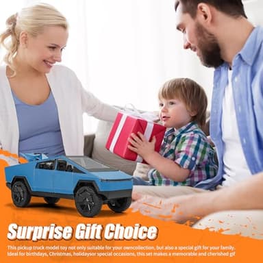 Pickup Truck Toy Car,1:24 Zinc Alloy Pull Back Toy Car with Sound and Light,Display Model,Gifts for Boys and Girls (Blue) - Image 7