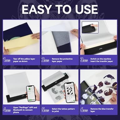 P90 Tattoo Stencil Printer, Wireless Thermal Tattoo Printers with Stencil Paper,Portable Tattoos Printer Compatible with Phone Pad and PC - Image 7