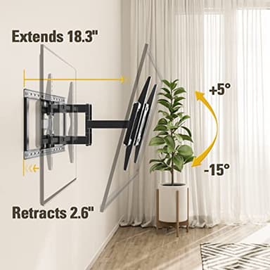 Mounting Dream Full Motion TV Wall Mount for Most 42-90 Inch TVs, Heavy Duty Wall Mount TV Bracket with 6 Strong Articulating Arms, Max VESA 600x400mm, Up to 132LBS, Fits 16/18/24'' Wood Studs, MD2298 - Image 4