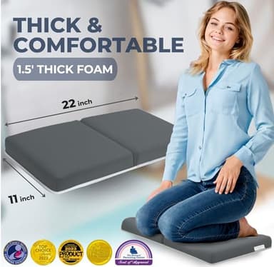 Comfortable Baby Bath Kneeler and Elbow Rest Pad Set – Thick Memory Foam Bath Kneeling Pad with Elbow Support – Baby Bathtub Cushion with Toy Organizer for Bathing Infant or Toddler - Dark Grey - Image 2