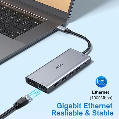 USB C Laptop Docking Station Dual Monitor HDMI for Dell/Lenovo/HP Laptop 14 in 1 USB C Hub Multiport Adapter Dongle Dock USB C to 2 HDMI 4K+DisplayPort+Ethernet+4USB+2USB C+100W PD Charger+SD/TF+Audio - Image 7