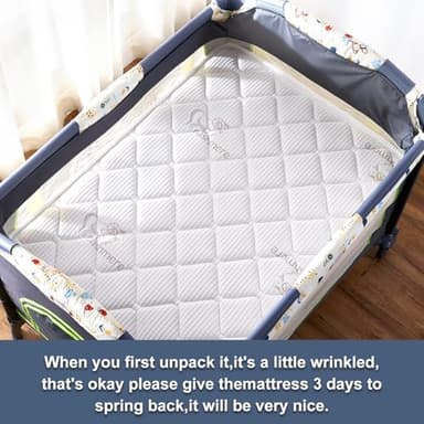Pack and Play Mattress - 38" x 26"- Premium Knitted Fabric Safety Reinforced Play Yard Mattress - Fits for Graco & Baby Trend & Pamo Babe Playard, Firm Support and Comfort Foam，White - Image 7