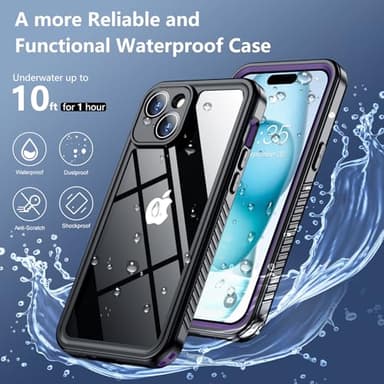 SPIDERCASE for iPhone 15 Case Waterproof, Built-in Lens & Screen Protector, Full Heavy Duty Protection, 12FT Military Shockproof, Dustproof Phone Case,Purple - Image 2
