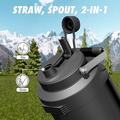1 Gallon Insulated Water Bottle for Travel: 2-in-1 Straw Spout Lid, Dual Handle, Leakproof, Keep Cold 48H, 128oz Stainless Steel Water Jug for Gym, Biking, Road Trip, Work, Home, Picnic (Midnight) - Image 5