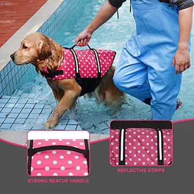 Doglay Dog Life Jacket, Dog Life Vest for Swimming Boating, Adjustable Puppy Life Jacket with Reflective Stripes, Superior Buoyancy Dog Swimming Vest for Small Medium and Large Dogs - Image 4