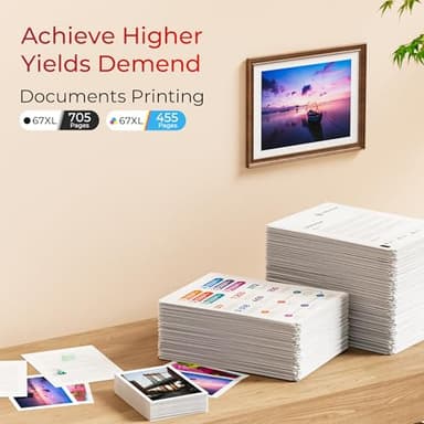 67XL Ink Cartridges Black/Color Combo Pack Compatible for HP Ink 67 67XL Works with HP Deskjet 2700 2700e 2755 2755e 2855e 2800e 2852e 2827e 4100e 4155e 4255e Envy 6000 6055e 6455e Series (2-Pack) - Image 4