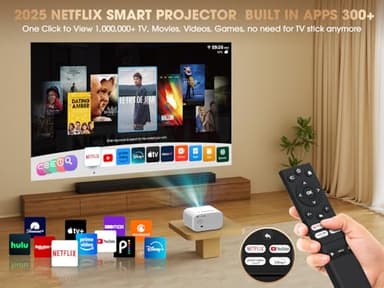 VIZONY E1 Pro Netflix-Certified Smart Projector, 550 ANSI Lumens, WiFi Bluetooth, Auto Focus & Keystone, Native 1080P & 4K Support, Full-Sealed Optical Engine, Portable Home Theater for Indoor/Outdoor - Image 2