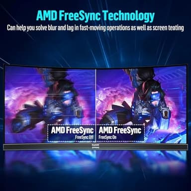 Gawfolk 34 Inch Ultrawide Curved Gaming Monitor, 1500R PC Screen 165hz UWQHD 3440x1440, Curved Computer Screen with FreeSync,Multi-Directional Adjustable Base - Image 6