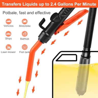 Portable Power Battery Transfer Pump, Fuel Transfer Pump Battery Powered with 3 Adapters, Gas Siphon Pump for Gasoline, Effortless Liquid Transfer Pump for Cars, Motorcycles, Camping（1 Pack） - Image 3