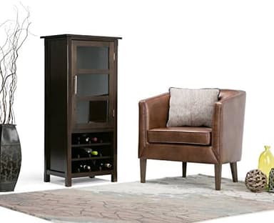 SIMPLIHOME Avalon 12-Bottle SOLID WOOD 22 Inch Wide Contemporary High Storage Wine Rack Cabinet in Dark Tobacco Brown, For the Living Room, Dining Room and Kitchen - Image 4