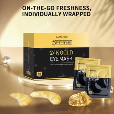 Maskiss 24k Gold Under Eye Patches (30 Pairs), eye mask, Collagen Skin Care Products, Eye Patches for Puffy Eyes, eye masks for dark circles and puffiness - Image 8