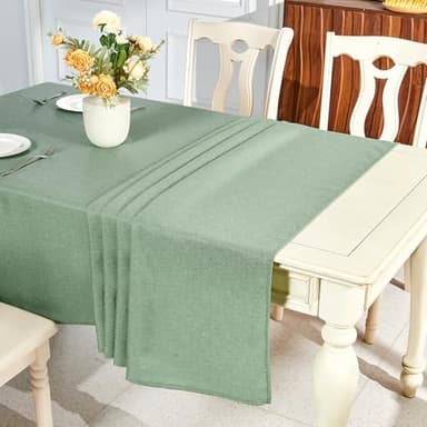 IVAPUPU Textured Linen Table Cloth for Rectangle Table - Sage Green Tablecloths Rectangular Waterproof Wrinkle Free Wipeable Dining Cover for Spring Wedding Birthday Kitchen Decor, 60 x 120 Inch - Image 2