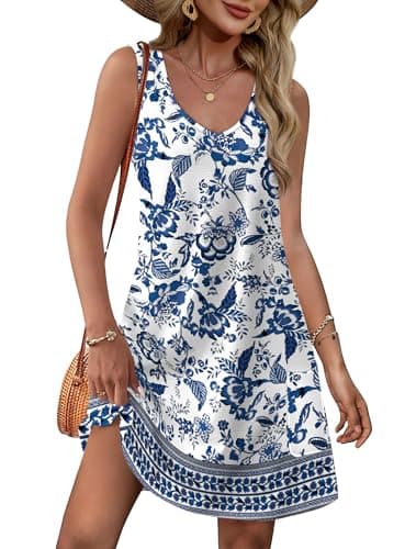 OFEEFAN Womens Summer Dresses 2025 Spring Fashion Sundresses Beach Vacation Clothes Cruise Outfits Floral 41 S - Image 1