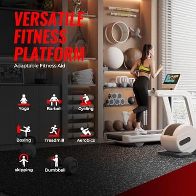 SUPERJARE 0.79'' Extra-Thick Exercise Equipment Mats, 12 Pcs 48 Sq Ft Rubber Top Floor Tiles with High Density EVA Foam, Interlocking Gym Flooring for Home Gym, Workout Mat, Black/Grey - Image 2