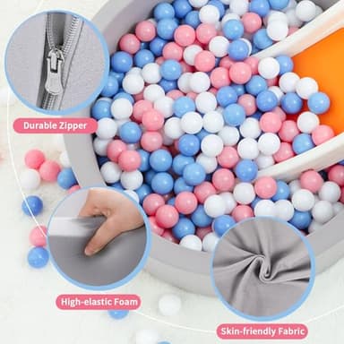 Foam Ball Pit for Toddlers with 100 Balls, Large Baby Ball Pit for Babies with Soft Memory Sponge, Indoor Outdoor Baby Playpen, Kids Play Ball Pool, Gift Toys for Infants Boys and Girls - Image 4