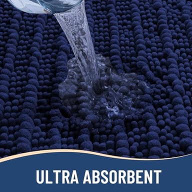 Arotive Luxury Chenille Bathroom Rug Mat, Extra Soft Thick Absorbent Shaggy Bath Rugs, Non-Slip Machine Wash Dry, Plush Bath Mats for Bathroom, Shower and Tub, 60x24, Navy - Image 4