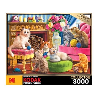 RoseArt - Kodak Premium - Kittens by The Fireplace - 3000 Piece Jigsaw Puzzle for Adults - Image 4