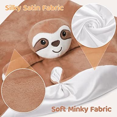 Pro Goleem Sloth Security Blanket Soft Loveys for Babies for Boys and Girls Newborn Lovie Infant Blankie Sloth Baby Stuff Baby Snuggle Toy Stuffed Animal Baby Gifts 14 Inch - Image 6
