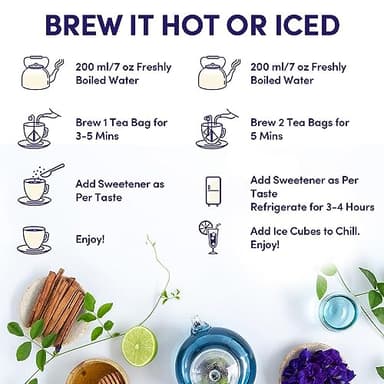 VAHDAM, Butterfly Pea Flower (15 Pyramid Bags) Vegan, Non-GMO | Delicate & Earthy | Direct From Source – Plant-Based Biodegradable | Brew Iced Tea, Cooking, Mocktails & Cocktails - Image 6