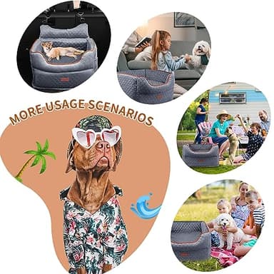 Dog Car Seat - Memory Foam Dog Booster Seat for Small Dogs Up to 25lbs-Elevated Pet Car Seat with Storage Pockets and Dog Seat Belt-Soft Pet Travel Bed for Front & Back Seats-Removable Washable-Grey - Image 7