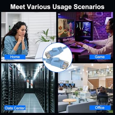 Cat 6 Ethernet Cable 200 ft, High Speed 10Gbps Flat Internet Network Cable, Pure Copper Ethernet Patch Cable Long, Computer LAN Cable with Clips & Straps for Router, Modem, PS4/5, Blue - Image 9