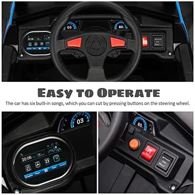 TOBBI 12V Kids Ride on Car, Electric Off-Road UTV Truck with Forward and Reverse Functions, Double Open Doors, Safety Belt, Horn, Music, and Lights for Kids Aged 3-5 Years (Blue) - Image 3