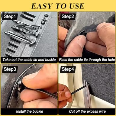 150PCS Nylon Universal Cable Tie Buckle for Car, Heavy Duty Plastic Rivet T Zip Ties Style, Grip Auto Zip Tie Buckles, Automotive Zipper Clips, Button Ziptie Bumper Retainer Fender Liner Fastener - Image 5