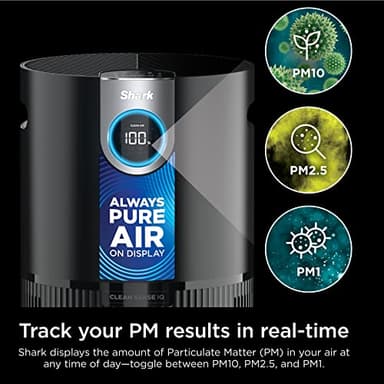 Shark AP1000 Clean Sense Air Purifier MAX, Allergies, HEPA Filter, 1100 Sq Ft, XL Room, Living Room, Whole Home, Captures 99.98% of Particles, Pollutants, Dust, Smoke, Allergens & Smells, Grey - Image 8