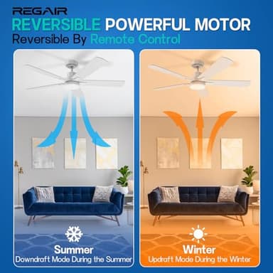 Ceiling Fan With Light 52-Inch, Remote Control Reversible DC Motors, 3CCT Dimmable Timer Noiseless, White Ceiling Fan for Bedroom Living Room, Indoor&Outdoor ETL Listed - Image 3