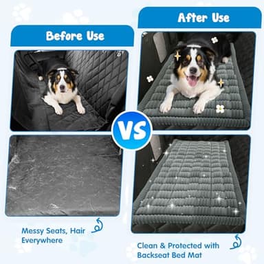 puxinargo Backseat Pet Bed Mat, Plaid Dog Bed for Car Back Seat, Flannel Dog Covers for Loveseats, Non-Slip Travel Pet Mat, Custom Fit for Backseat Extenders and Seat Covers, 54"x24.8", Blue Grey - Image 2