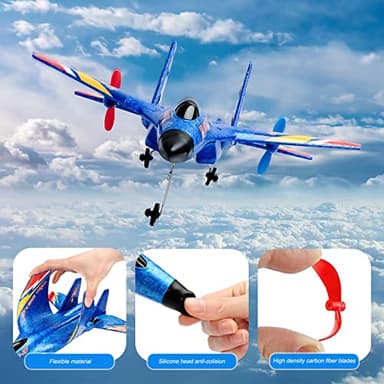 RoofWorld RC Plane Remote Control Glider Airplanes 2.4 GHZ 2 Channels, Easy to Fly RC Fighter, Remote Control Aircraft with Automatic Balance Gyro for Adult Kids Beginner - Image 4