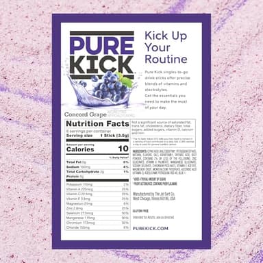 PURE KICK Hydration Singles to Go Drink Mix, Concord Grape, Includes 12 Boxes with 6 Packets in Each Box, 72 Total Packets - Image 2