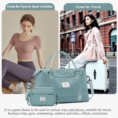 SYCNB Travel Duffel Bag for Women, Gym/Weekender/Carry-On Bags with Toiletry Bag & Adjustable Strap,Personal Item Bags - Image 6
