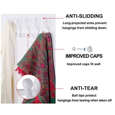 Dseap Wall Mounted Coat Rack - 5 Tri Hooks, Heavy Duty, Stainless Steel, Metal Coat Hook Rail for Coat Hat Towel Purse Robes Mudroom Bathroom Entryway (White, 2 Packs) - Image 5